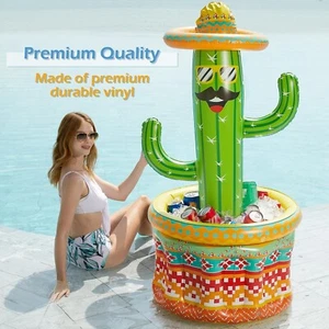 Inflatable Pool Party Cooler - Fiesta Cactus Ice Bucket Luau Hawaiian Tropical - Picture 1 of 3