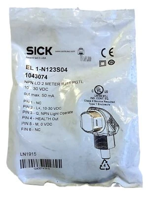 SICK EL1-N123S04 10-30VDC Photoelectric Sensor - Image 1 of 3