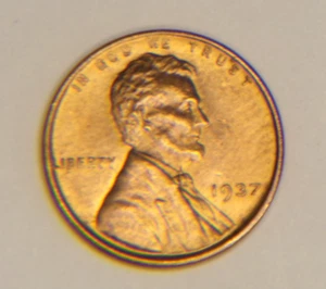 1937 P Lincoln Wheat Cent Red GEM Stempelglanz Kupfer Stempelglanz Penny - Bild 1 von 6