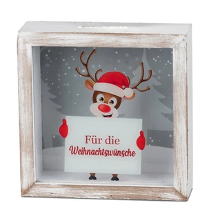 Spardose Hirsch Weihnachtswünsche | Geldgeschenk Weihnachten | Sparbüchse 15 cm - Bild 1 von 2
