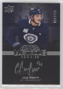 2021 SPx UD Black Lustrous Signatures /199 Cole Perfetti #LRS-CP Rookie Auto RC