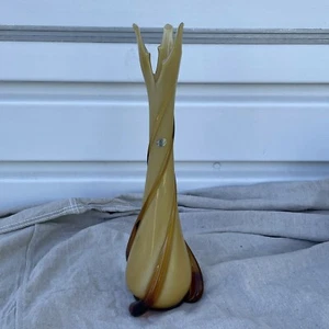 BEAUTIFUL VTG ENESCO ITALIA IMPORTS MCM 14” ART GLASS THREE FINGERED SWUNG VASE - Picture 1 of 7