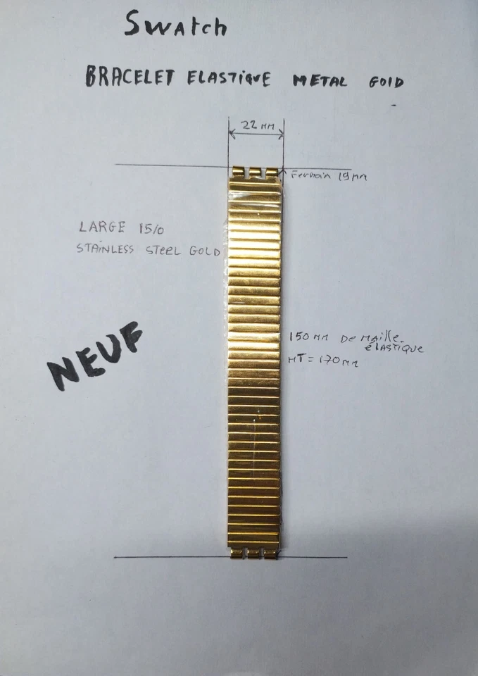 Vintage Bracelet de Montre SWATCH ORIGINAL Flex GOLD - 15/0 Large - Photo 1/1