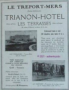 PUBLICITE LE TREPORT MERS TRIANON HOTEL FALAISE LES TERRASSES DE 1926 FRENCH AD - Imagen 1 de 1