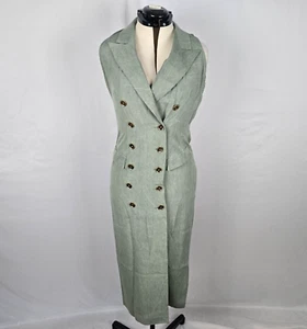 Katie MFG Vestito Donna M Verde Salvia Doppiopetto Lungo Senza Maniche Vintage - Foto 1 di 17