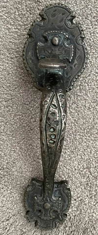 Vintage zinc Front Door Hardware Handle Thumb Latch Pull Mission. gorgeous Cover