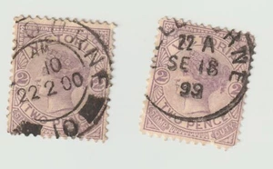 Großbritannien England GB Sc162 Queen Victoria 2 Pence 1886 zwei gebrauchte Briefmarken lila - Bild 1 von 1