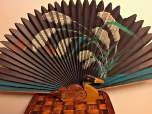 Antique Vintage Chinese Scroll Painting Duck Mallard Rose Chinese Fan Rare - Picture 1 of 8