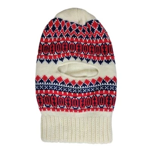 Wigwam Gesichtsmaske Wintermütze Mütze Kapuze Vintage hergestellt in den USA Erwachsene hässlicher Pullover weiß - Bild 1 von 5