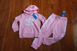 NWT GIRLS ADIDAS SZ 5-6 HOODIE, SWEATPANTS SWEATSUIT - Picture 1 of 3