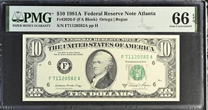 1981A $10 Federal Reserve Note Fr-2026-F Atlanta PMG66 Gem EPQ - Picture 1 of 4
