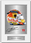 Sergio Perez Red Bull F1 Driver Helmet 2022 Signed Photo Display Mount A4