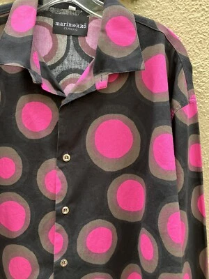 Camisa clásica vintage Marimekko para hombre con estampado mod de gran tamaño MED 49W x 27L Foto 1 de 4