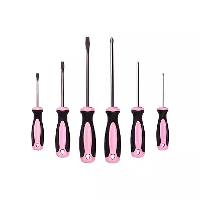 PINK POWER Magnetic Screwdriver Set–6pc Pink Phillips & Flat Head Tools for Women, Grip Kit