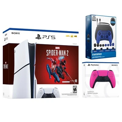 Sony PS5 Slim Disc Spider-Man 2 with Extra Controller and Pro Gamer Starter Kit - Image 1 of 4