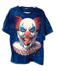 Mens Est XL Horror Clown Face T Shirt Scary Creepy Halloween Blue Tie Dye