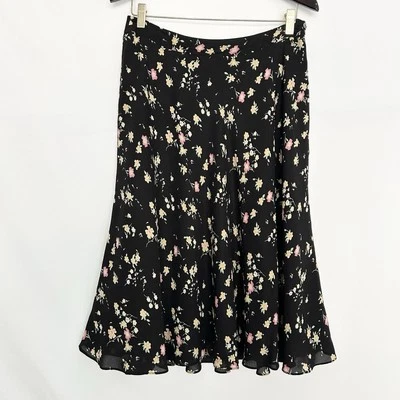 Юбка миди Jones New York шелковая с темным цветочным узором размер 10P церковный офис фея гранж - Изображение 1 из 4