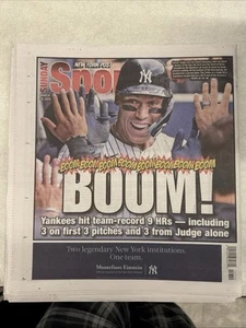 AARON JUDGE 3 HRs BOOM NEW YORK YANKEES 9 HRs POST NEWSPAPER 3/30/2025 - Picture 1 of 1