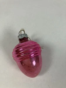 Vintage glänzende brachiale rosa Glas Eichel Weihnachtsschmuck - Bild 1 von 5