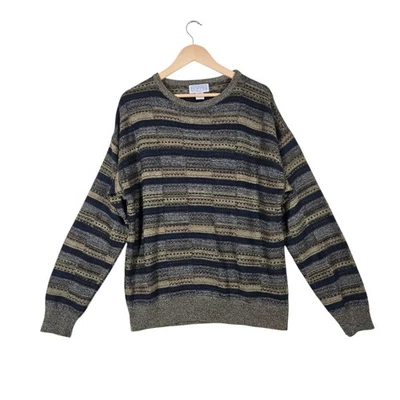 Suéter De Colección Gianfranco Ruffini Italia Para Hombre Talla L Azul Marrón Multi Pullover  Foto 1 de 4