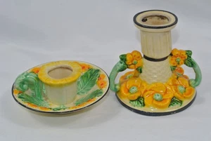 2 Kerzenständer Kerzenständer Vintage Marutomo Ware - handbemalt - floral - Bild 1 von 6