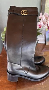 Gucci 9,5. Schwarze Leder Kniehohe Stiefel 1800 - Bild 1 von 8