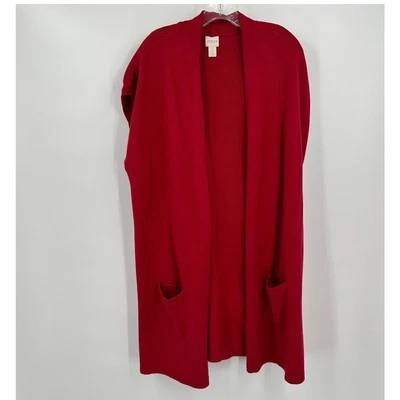 Cárdigan Chicos Mujer Talla 2 US L Rojo Bolsillo Frontal Abierto Longline Capas Foto 1 de 4