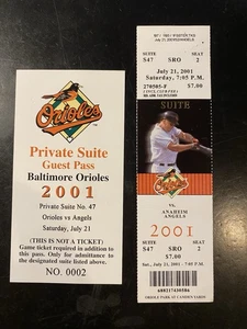 21. Juli 2001 MLB Ticket Baltimore Orioles Anaheim Angels Private Suite Ripken - Bild 1 von 6