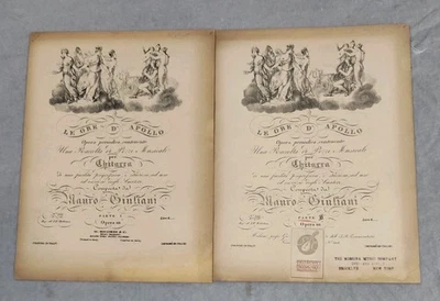 Antique Mauro Giuliani Lot Of 2 Op. 111 Sheet Music Classical Guitar Vtg Italy  - Image 1 of 4