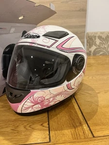 NITRO DYNAMO WHITE PINK FULL FACE MOTORCYCLE MOTORBIKE CRASH HELMET - Picture 1 of 5