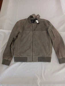 Infinity Mens London Varsity Seude Leather Jacket Grey Size 5XL New With Tags - Picture 1 of 24