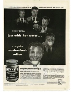 1946 Nestle Nescafe Instant Coffee Dick Powell movie star Vintage Print Ad - Picture 1 of 1
