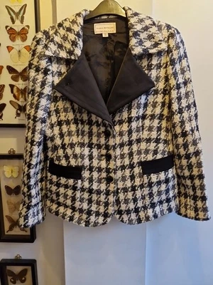 Vintage Gloria Estelles Dog Tooth Check Fitted Blazer Size 10 Beautiful Jacket - Image 1 of 4