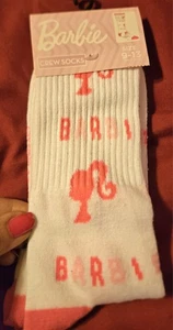 MUÑECA BARBIE NIÑA 💒 👧 CALCETINES ROSA/BLANCO TRIPULACIÓN TALLA 1 ZAPATO HOMBRE/MUJER 👟STOCKN STUFF  - Imagen 1 de 3