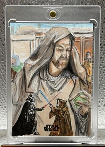 2024 Topps Chrome Star Wars Neil A Brady Sketch Obi Wan Kenobi Vs Darth Vader - Picture 1 of 2