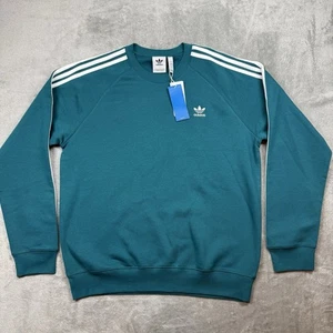 Adidas Sudadera Para Hombre Grande Verde Azulado Cuello Redondo Manga Larga 3 Rayas - Imagen 1 de 5