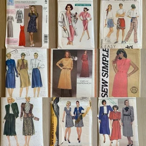 9x Vintage Sewing Pattern XS B 83cm W 64cm Dress Jacket Pants Blouse 70s 80s 90s - Picture 1 of 19