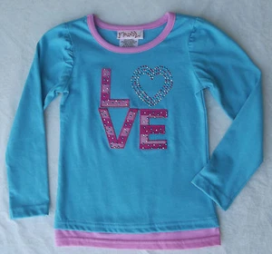 Fleurish Girl Embellished Applique "Love" Long Sleeve T-Shirt size 4 NWT G82209 - Picture 1 of 4