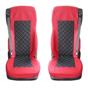 Truck Seat Covers Designed to fit DAF XF / CF 106 euro 6 Eco Leather BLACK RED - Afbeelding 1 van 1