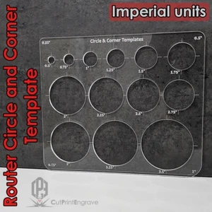 Router Circle 0.5-5" And Corner 0.25"-2" Templates Imperial Units - Picture 1 of 15