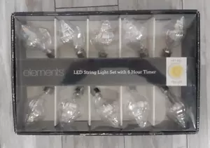 Elements Iridescent Seashells LED String Light Set with 6 Hour Timer NIB 6.5' - Picture 1 of 5