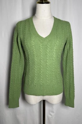 Suéter The Limited Mujer Mediano Cachemira Mezcla Lana Cable Pullover Cuello en V Verde Foto 1 de 4