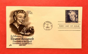 1984 Eleanor Roosevelt ARTCRAFT FIRST DAY ISSUE Cover Scott's #2105 - Picture 1 of 1