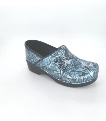 8131 Dansko Womens Professional Floral Patent Denim Clog Size 40 EU 9.5-10 US - Image 1 of 4