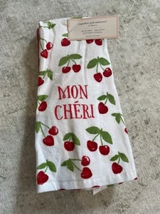 Valentines Day Mon Cheri Cherry Kitchen Towels Set Of 3 NWT 100% Cotton - Picture 1 of 5