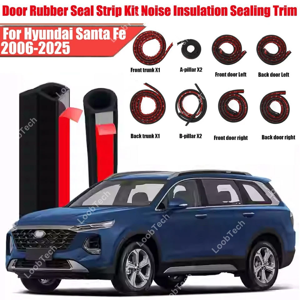 Комплект резиновых уплотнительных полосок для двери Hyundai Santa Fe шумоизоляция уплотнительная отделка - Изображение 1 из 4