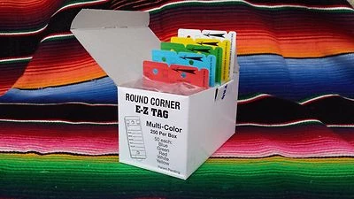 EZ LETTERING Car Dealer Key Tags, (versa tag style from E-Z Line) Multi Color Self Laminating