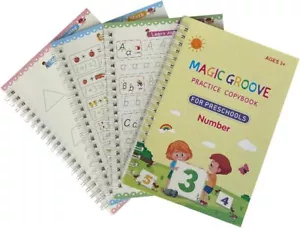 Set 4 libri scanalati pratica magica copybook ragazzi ragazze scrittura libro pratica - Foto 1 di 8