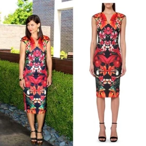 TED BAKER Bismii Tropical Toucan Midi Dress Floral Size 0 UK6 EUR32 US2 RRP £159 - Picture 1 of 9