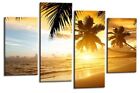 Seascape Art Print Orange Sunset Palm Beach Framed Split Panel Picture Large